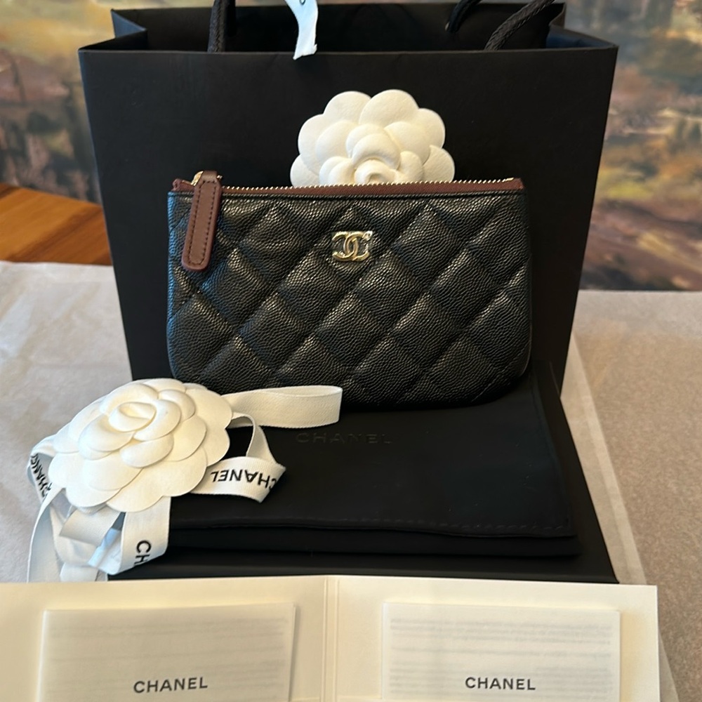Authentic Chanel Quilted Mini O Case Pouch